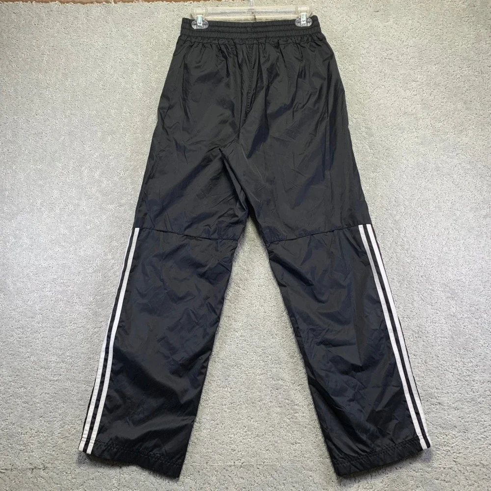 Adidas‎ Track Pants Mens Small Black Nylon Ankle Zip Stripes Drawstring Y2k